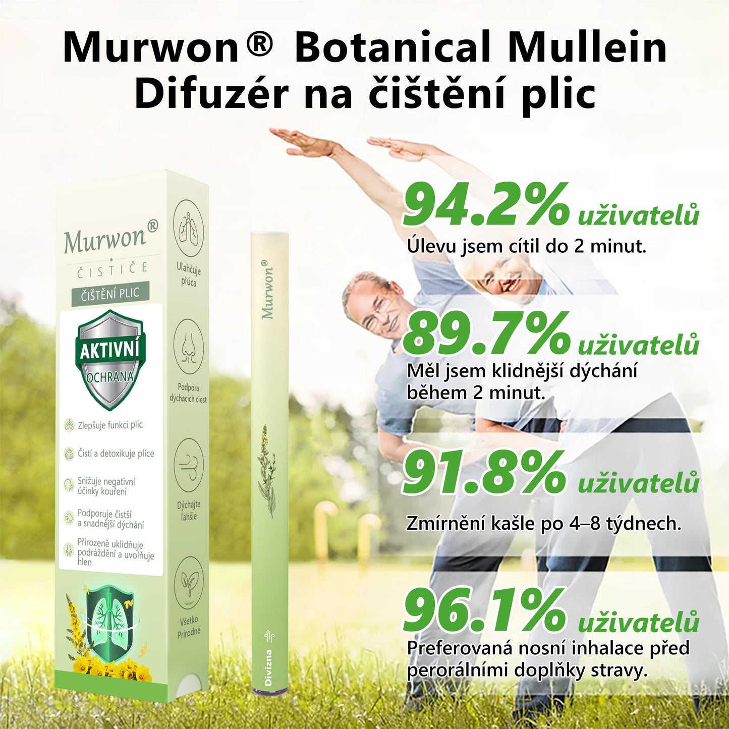 🇨🇿 Vysoce kvalitní český produkt s doručením po celé ČR 🏠 Murwon® bylinný inhalátor pro očistu plic 🍊(👨‍⚕️ Účinná pomoc při: kašli, bolesti v krku, dušnosti, zahlenění, ucpaném nosu, zánětu průdušek, alergických příznacích a plicních potížích) ❤️