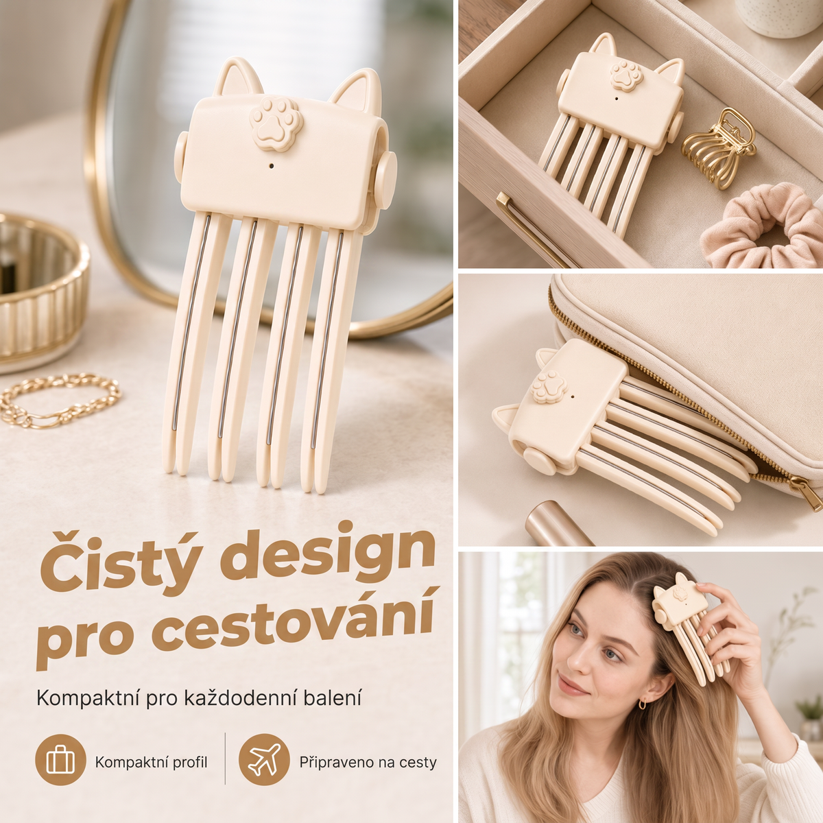 🇨🇿 Vysoce kvalitní český produkt 🥇 Přes 52 tis. prodaných kusů 🌥️ Bezdrátový vyhřívaný skřipec pro zvětšení objemu u kořínků, přenosný stylingový nástroj na cesty pro jemné a zplihlé vlasy🖤