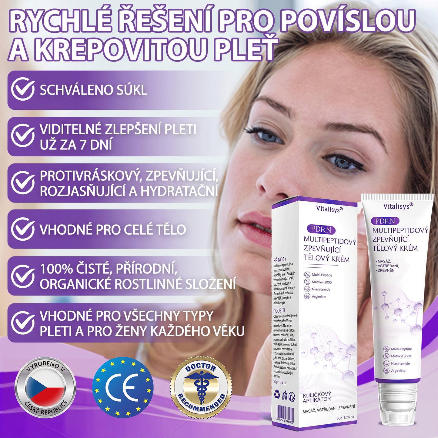Doporučováno dermatology🥇 | 🍍Vitalisys® PDRN Multi-Peptidový masážní tělový krém – Proti stárnutí, hydratační, zpevňující, regenerační, sjednocující, proti akné a skvrnám, na odstraňování bradavic a mateřských znamének, pro úlevu při lupénce.❤️