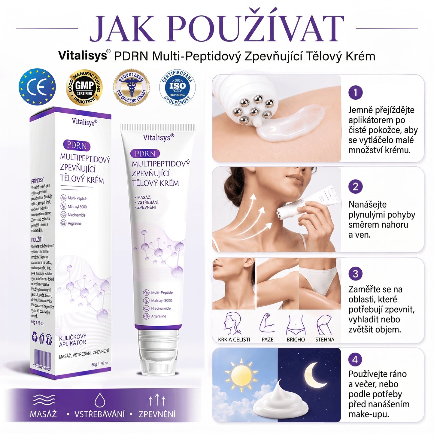 Doporučováno dermatology🥇 | 🍍Vitalisys® PDRN Multi-Peptidový masážní tělový krém – Proti stárnutí, hydratační, zpevňující, regenerační, sjednocující, proti akné a skvrnám, na odstraňování bradavic a mateřských znamének, pro úlevu při lupénce.❤️