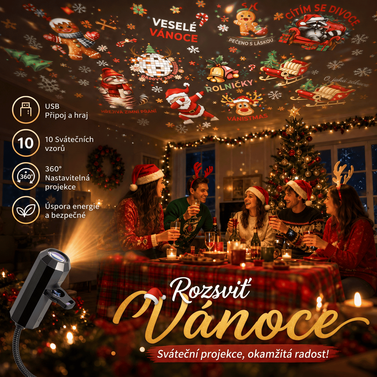 𝐕á𝐧𝐨č𝐧í 𝐞𝐝𝐢𝐜𝐞🎄 | 🏆𝐋𝐄𝐅𝐔𝐍®  INTELIGENTNÍ 5D VÁNOČNÍ PROJEKTOR NOVÉ GENERACE  🎅 Dynamické holografické světlo pro kouzelnou atmosféru domova