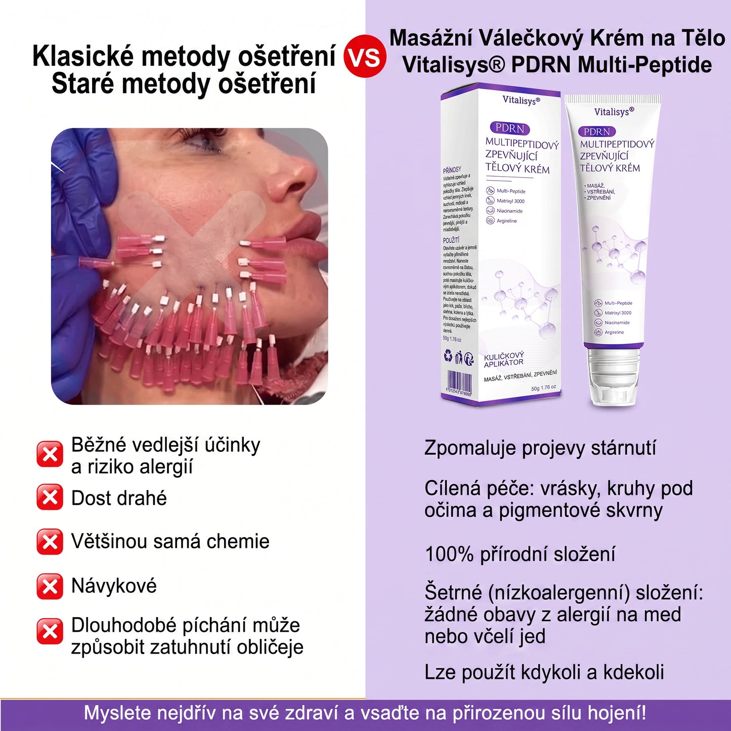 Doporučováno dermatology🥇 | 🍍Vitalisys® PDRN Multi-Peptidový masážní tělový krém – Proti stárnutí, hydratační, zpevňující, regenerační, sjednocující, proti akné a skvrnám, na odstraňování bradavic a mateřských znamének, pro úlevu při lupénce.❤️