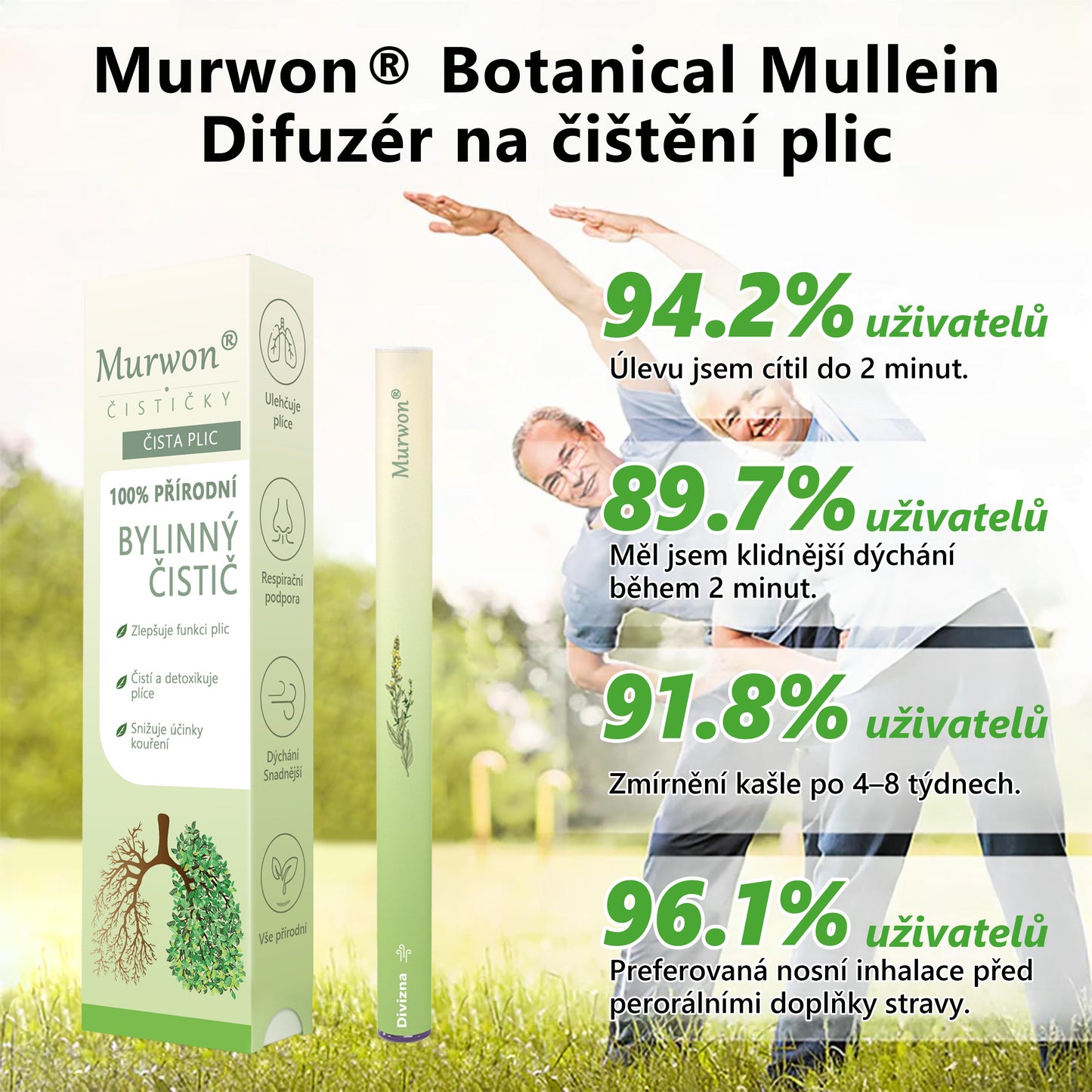 🇨🇿 České vlastnictví a správa ✅ Murwon® bylinný difuzér pro čištění plic s diviznou (Mullein)  🫁 (kašel, faryngitida, dušnost, hlen, ucpaný nos, bronchitida, alergické příznaky, nepohodlí v plicích) 🌷