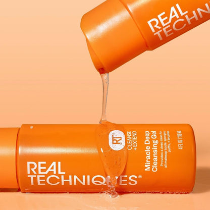 Real Techniques Miracle Deep Cleansing Gel, Šampon na čištění štětců a houbic na make-up, Vegan & Bez krutosti, 4 fl. oz./118 ml lahvička