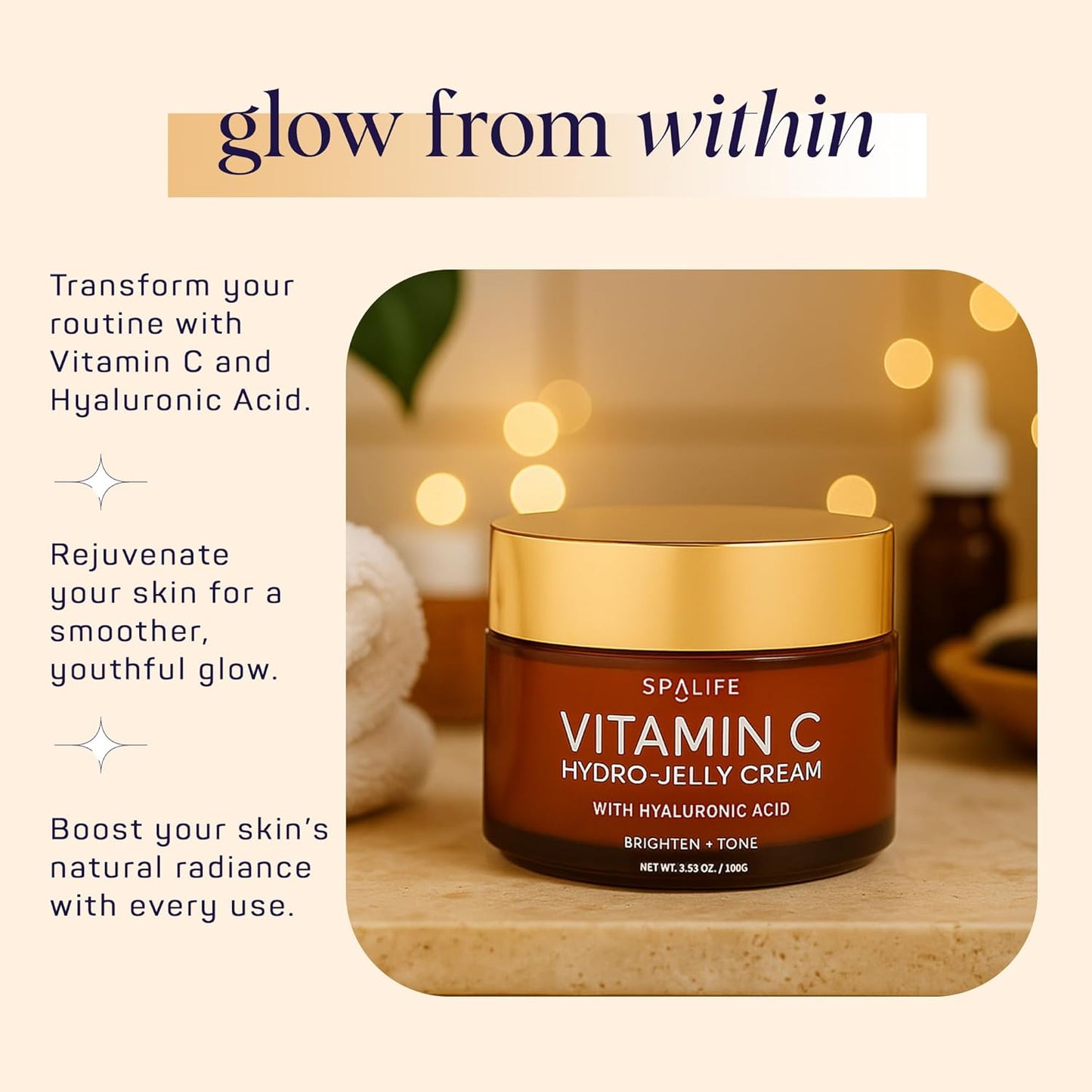 SpaLife Beauty Vitamin C Hydro - Jelly Hydratační Krém na Obličej s Hyaluronovou Kyselinou