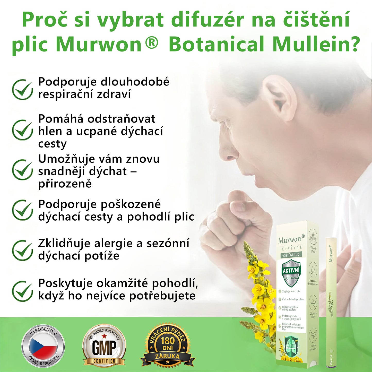 🇨🇿 Vysoce kvalitní český produkt s doručením po celé ČR 🏠 Murwon® bylinný inhalátor pro očistu plic 🍊(👨‍⚕️ Účinná pomoc při: kašli, bolesti v krku, dušnosti, zahlenění, ucpaném nosu, zánětu průdušek, alergických příznacích a plicních potížích) ❤️