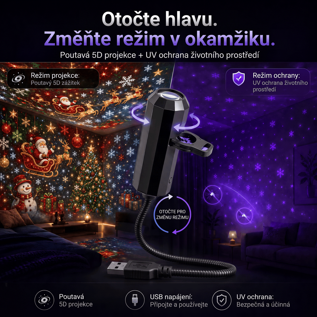 𝐕á𝐧𝐨č𝐧í 𝐞𝐝𝐢𝐜𝐞🎄 | 🏆𝐋𝐄𝐅𝐔𝐍®  INTELIGENTNÍ 5D VÁNOČNÍ PROJEKTOR NOVÉ GENERACE  🎅 Dynamické holografické světlo pro kouzelnou atmosféru domova